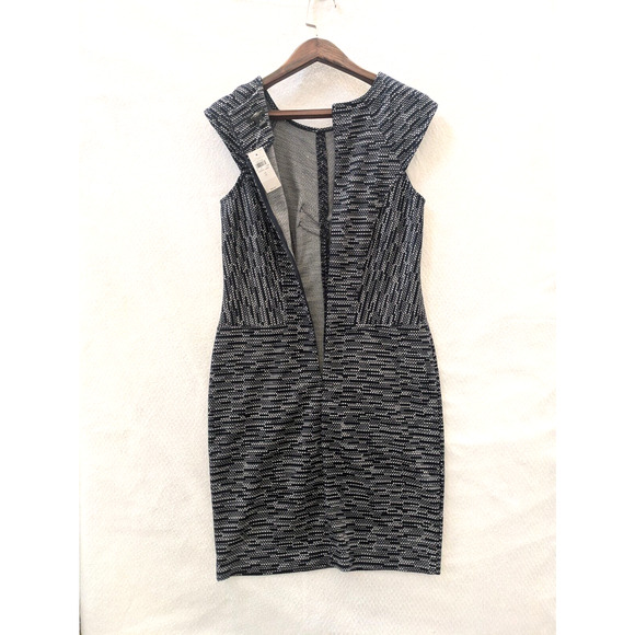 Ann Taylor Shift Dress Size 2 Blue White Cap Sleeve Zip Back Stretchy Formal NEW - Picture 9 of 12